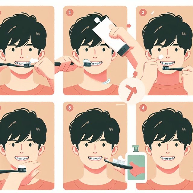 brushing teeth with braces at a 45-degree angle