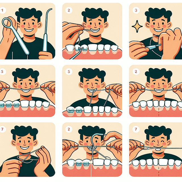 flossing teeth with braces using a floss threader