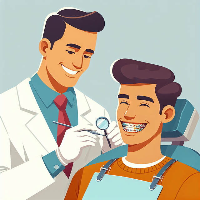 orthodontist checking patient's braces
