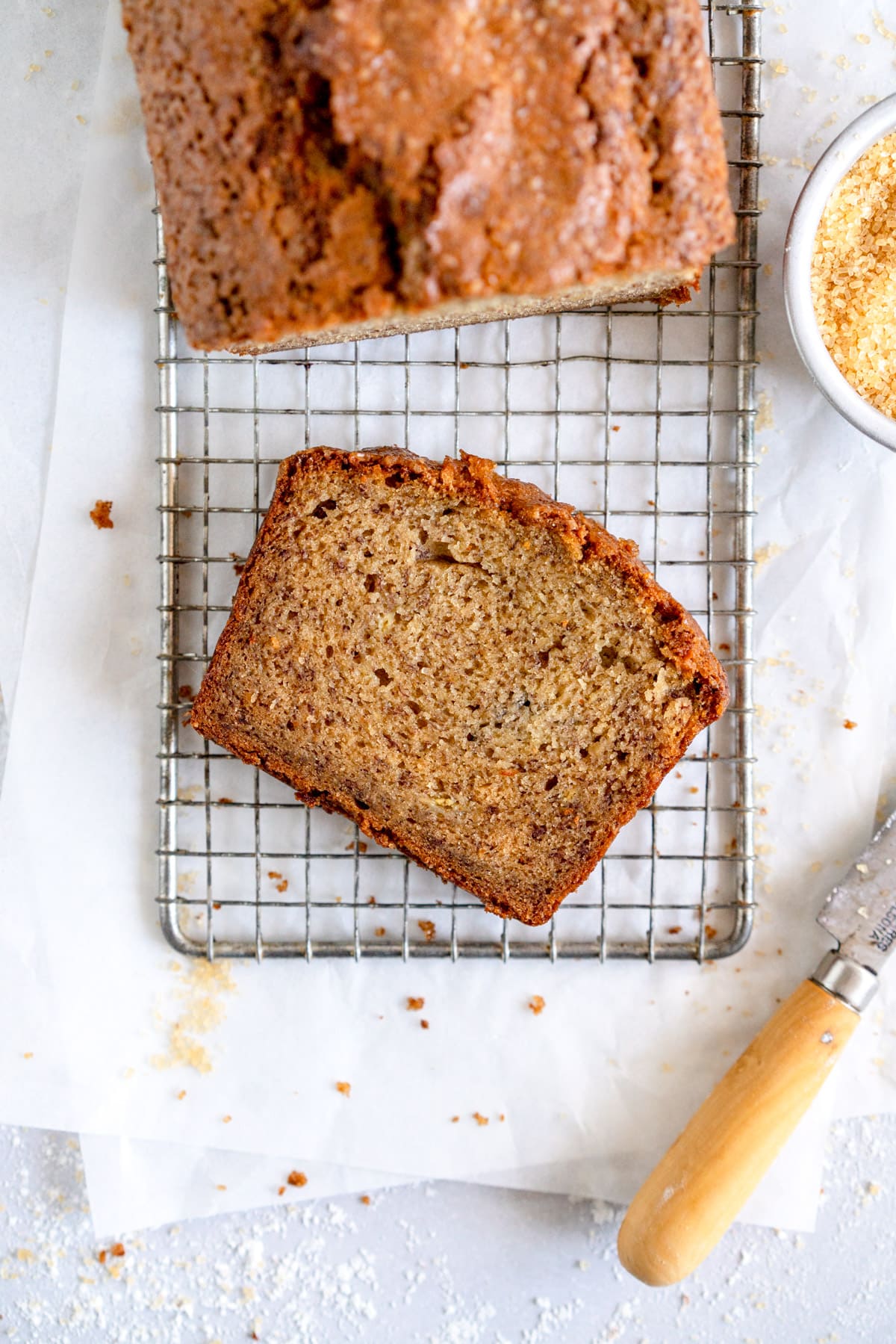 moist banana bread slice