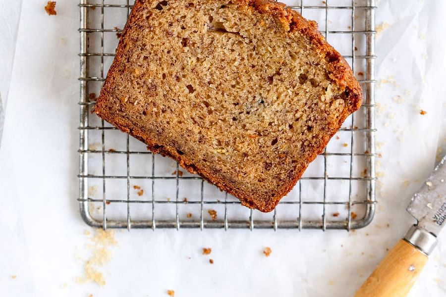 moist banana bread slice