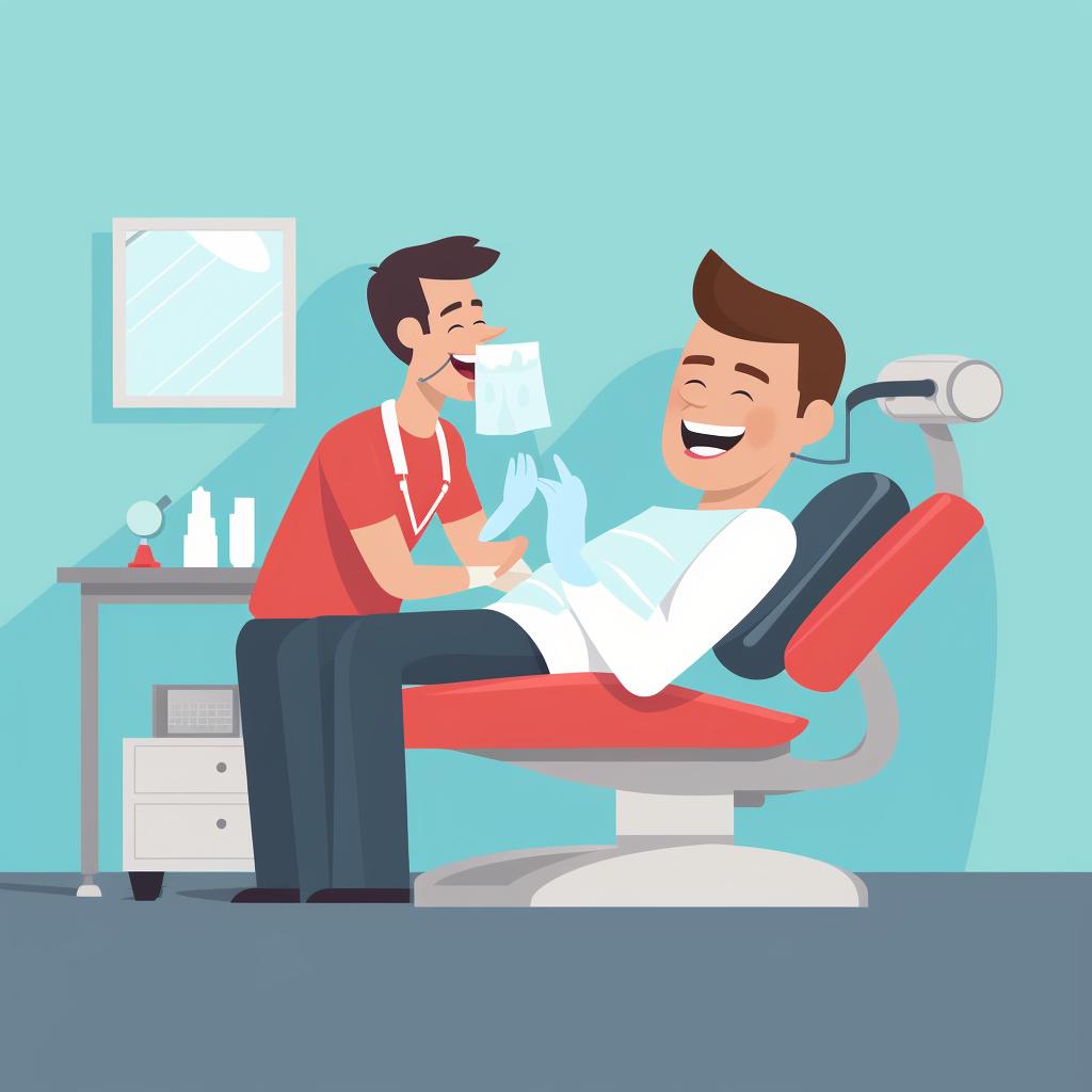 Orthodontist applying braces to a patient's teeth