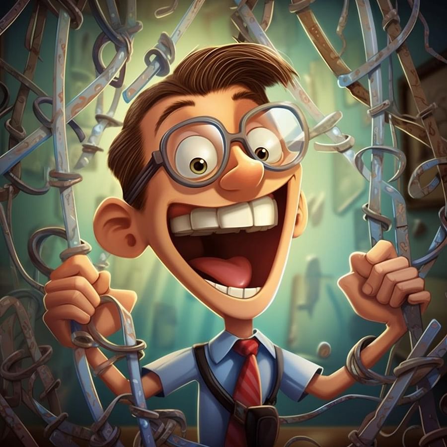 Humorous illustration of braces with tiny rubber bands